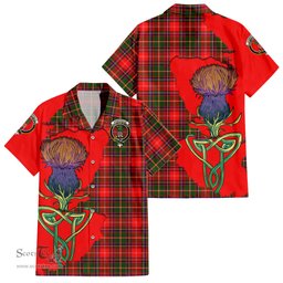 ScotsTee Shop Scottish Somerville Modern Clan Tartan Crest with Thistle and Scotland Map Tartan Women Casual Shirt - Classic