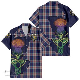 ScotsTee Shop Scottish Stewart of Appin Hunting Dress Clan Tartan Crest with Thistle and Scotland Map Tartan Women Casual Shirt - Classic