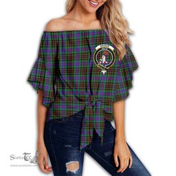 ScotsTee Shop Scottish Brodie Hunting Modern Clan Crest Tartan Womens Off Shoulder Waist Wrap Top