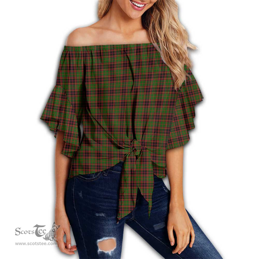 ScotsTee Shop Scottish Buchan Modern Clan Tartan Womens Off Shoulder Waist Wrap Top