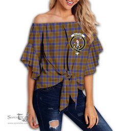 ScotsTee Shop Scottish Balfour Modern Clan Crest Tartan Womens Off Shoulder Waist Wrap Top