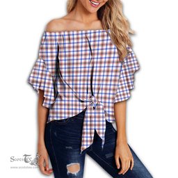 ScotsTee Shop Scottish Boswell Modern Clan Tartan Womens Off Shoulder Waist Wrap Top