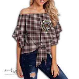 ScotsTee Shop Scottish Borthwick Dress Ancient Clan Crest Tartan Womens Off Shoulder Waist Wrap Top