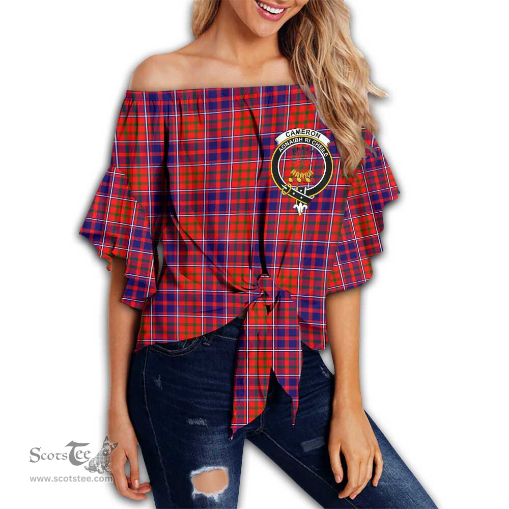 ScotsTee Shop Scottish Cameron of Lochiel Modern Clan Crest Tartan Womens Off Shoulder Waist Wrap Top