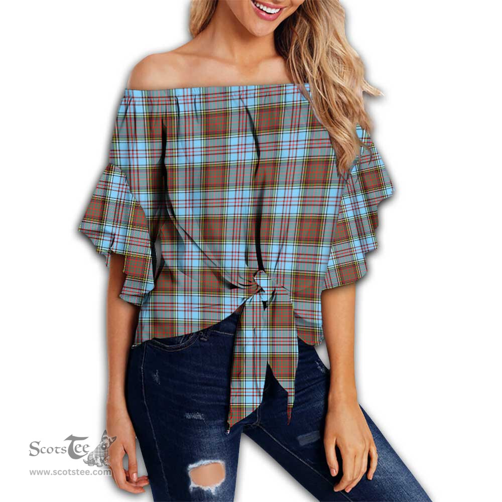 ScotsTee Shop Scottish Anderson Ancient Clan Tartan Womens Off Shoulder Waist Wrap Top