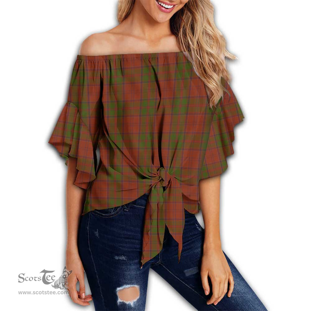 ScotsTee Shop Scottish Drummond Clan Clan Tartan Womens Off Shoulder Waist Wrap Top