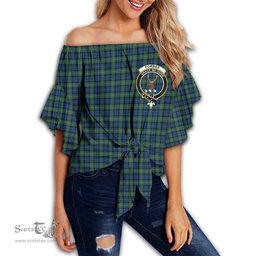 ScotsTee Shop Scottish Forbes Ancient Clan Crest Tartan Womens Off Shoulder Waist Wrap Top