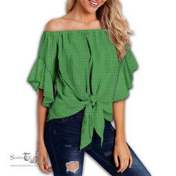 ScotsTee Shop Scottish Currie Clan Tartan Womens Off Shoulder Waist Wrap Top