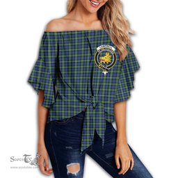 ScotsTee Shop Scottish Campbell Argyll Ancient Clan Crest Tartan Womens Off Shoulder Waist Wrap Top