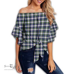 ScotsTee Shop Scottish Gordon Dress Modern Clan Tartan Womens Off Shoulder Waist Wrap Top