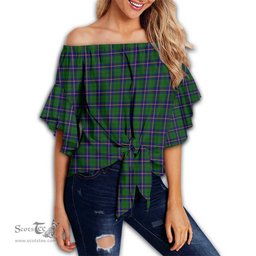 ScotsTee Shop Scottish Carmichael Modern Clan Tartan Womens Off Shoulder Waist Wrap Top