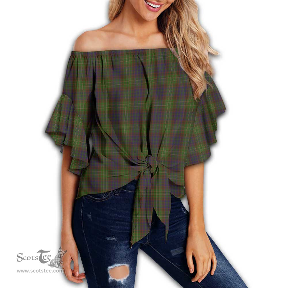 ScotsTee Shop Scottish Cunningham Hunting Modern Clan Tartan Womens Off Shoulder Waist Wrap Top