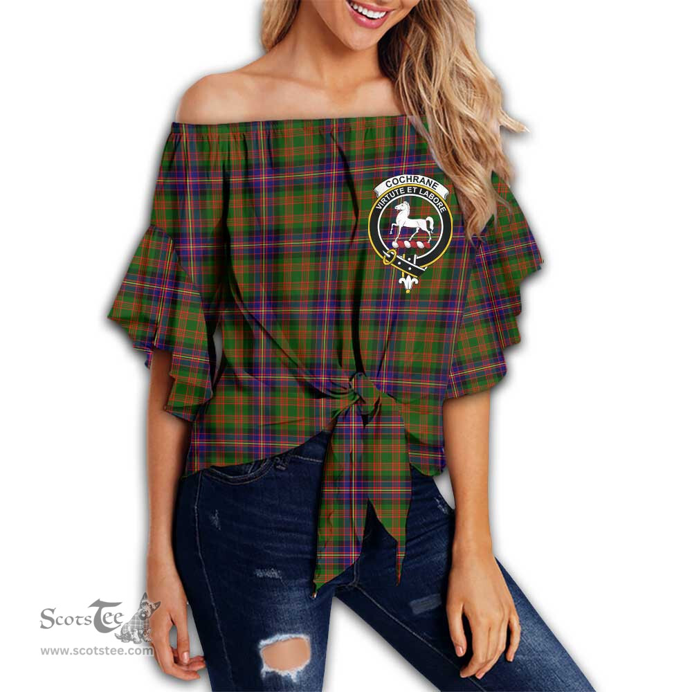 ScotsTee Shop Scottish Cochrane Modern Clan Crest Tartan Womens Off Shoulder Waist Wrap Top