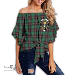 ScotsTee Shop Scottish Chisholm Hunting Ancient Clan Crest Tartan Womens Off Shoulder Waist Wrap Top