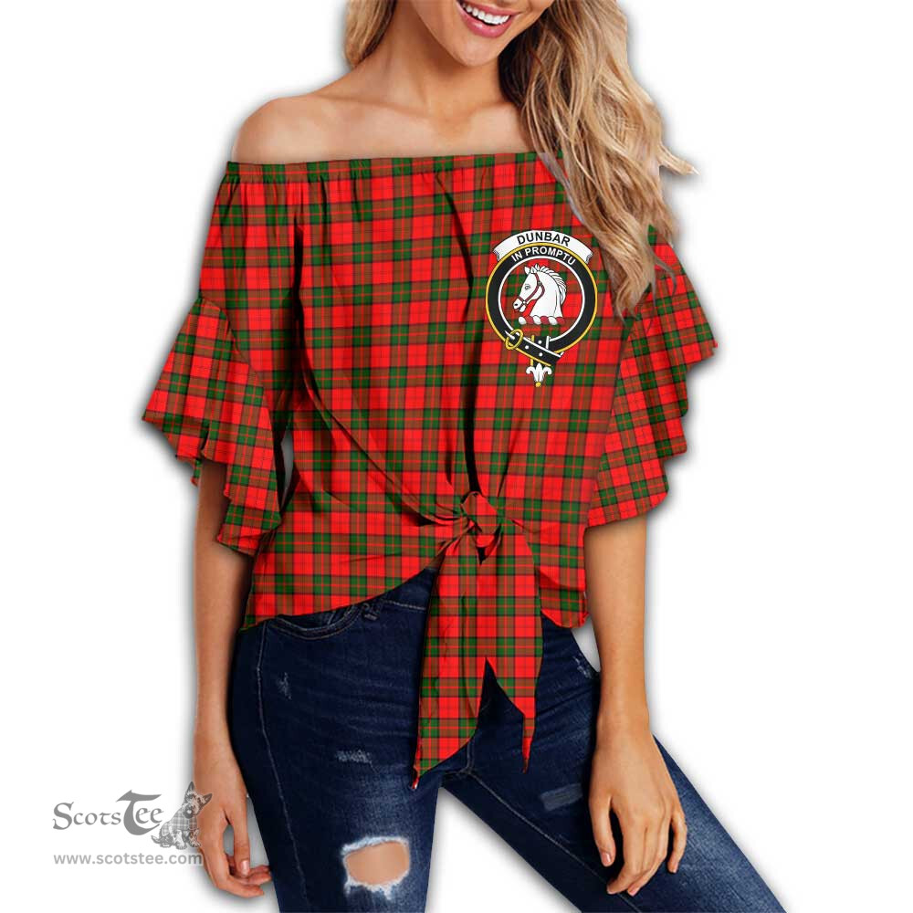 ScotsTee Shop Scottish Dunbar Modern Clan Crest Tartan Womens Off Shoulder Waist Wrap Top