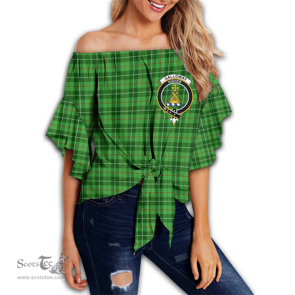 ScotsTee Shop Scottish Galloway District Clan Crest Tartan Womens Off Shoulder Waist Wrap Top