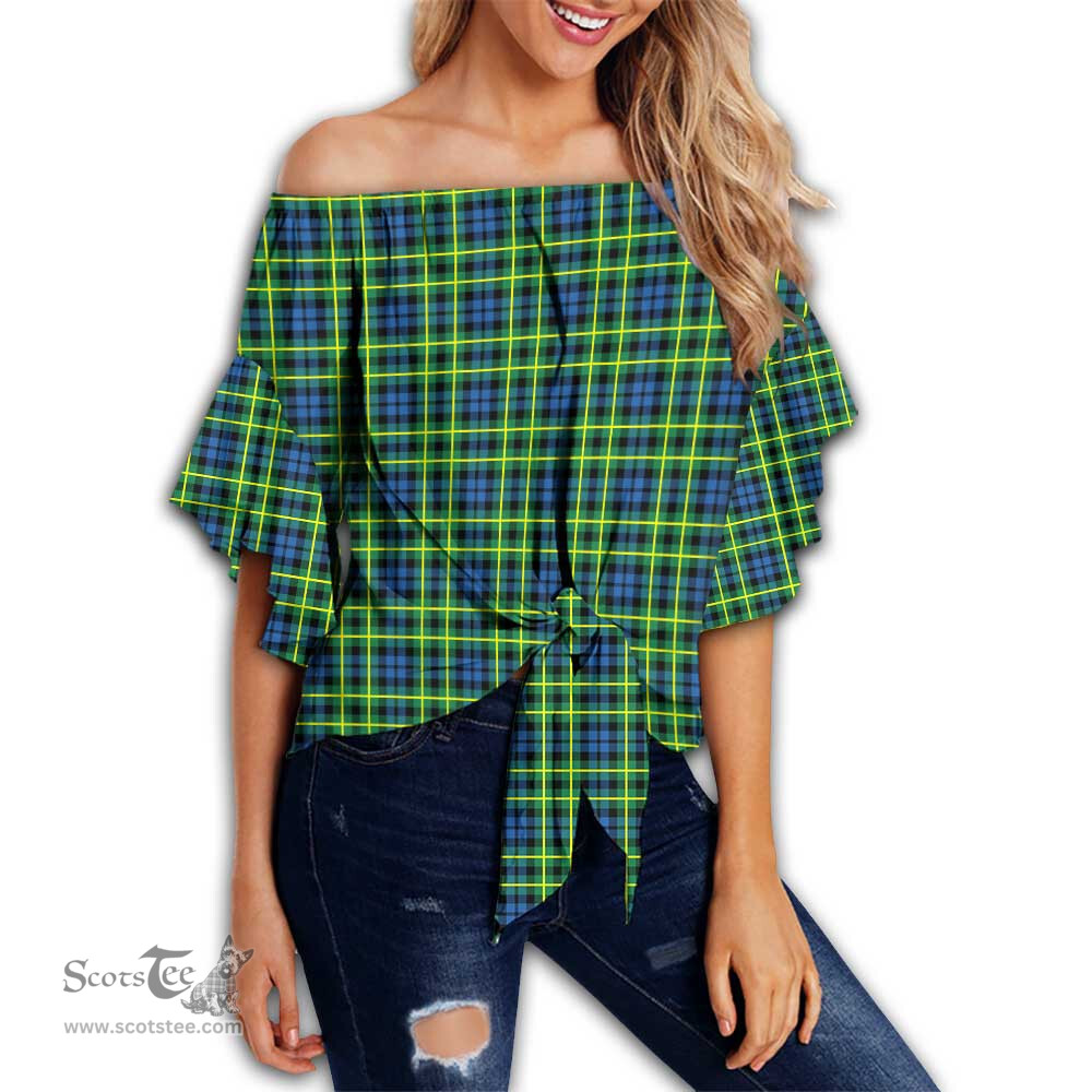 ScotsTee Shop Scottish Campbell of Breadalbane Ancient Clan Tartan Womens Off Shoulder Waist Wrap Top