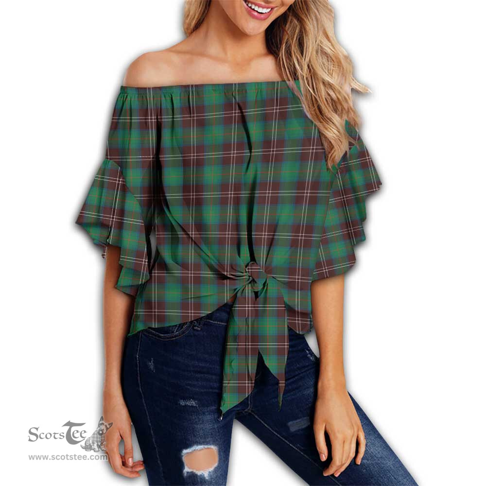 ScotsTee Shop Scottish Chisholm Hunting Ancient Clan Tartan Womens Off Shoulder Waist Wrap Top