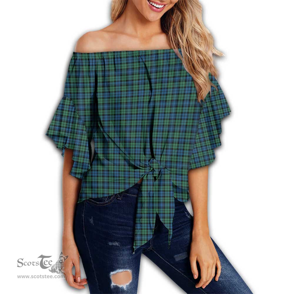 ScotsTee Shop Scottish Campbell Ancient 02 Clan Tartan Womens Off Shoulder Waist Wrap Top