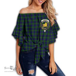 ScotsTee Shop Scottish Campbell Modern Clan Crest Tartan Womens Off Shoulder Waist Wrap Top