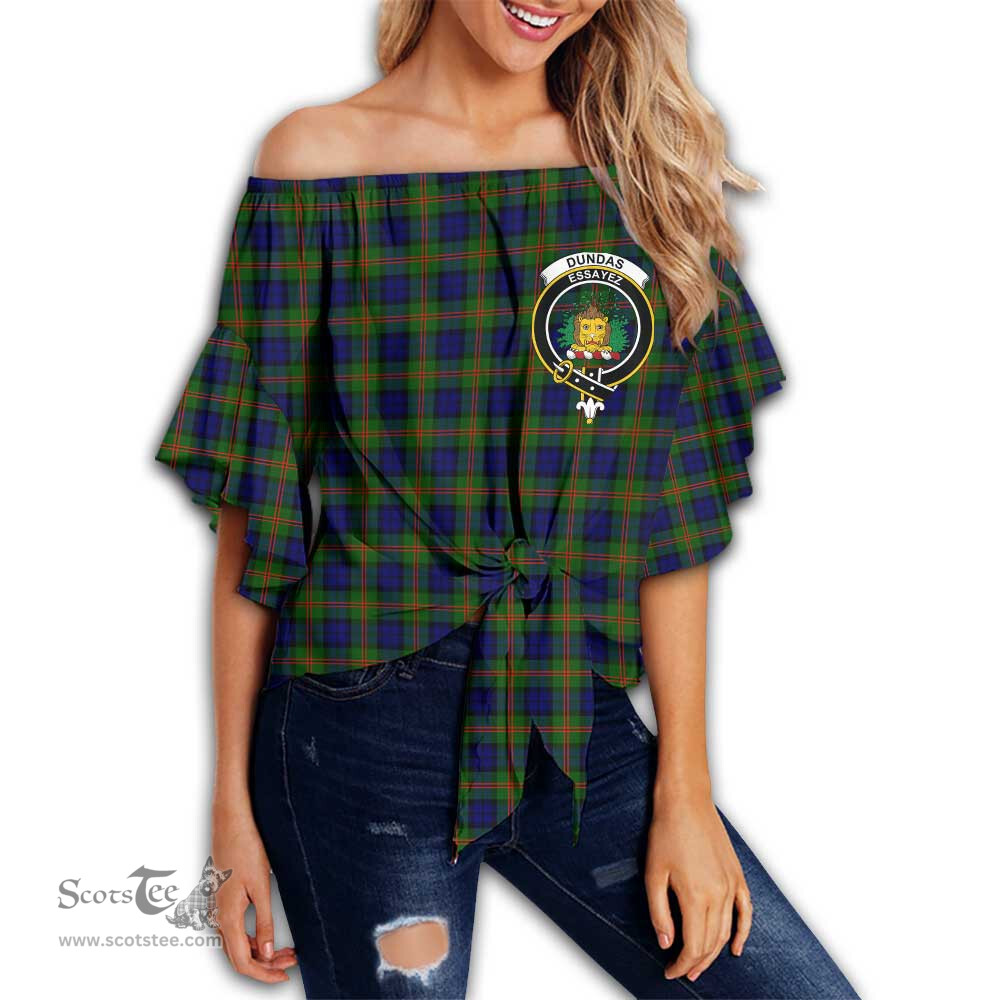 ScotsTee Shop Scottish Dundas Modern 02 Clan Crest Tartan Womens Off Shoulder Waist Wrap Top