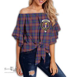 ScotsTee Shop Scottish Chisholm Hunting Modern Clan Crest Tartan Womens Off Shoulder Waist Wrap Top