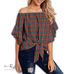 ScotsTee Shop Scottish Fraser Ancient Clan Tartan Womens Off Shoulder Waist Wrap Top