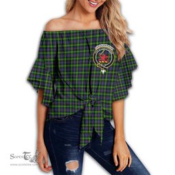 ScotsTee Shop Scottish Farquharson Modern Clan Crest Tartan Womens Off Shoulder Waist Wrap Top