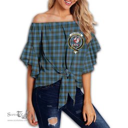 ScotsTee Shop Scottish Cockburn Modern Clan Crest Tartan Womens Off Shoulder Waist Wrap Top