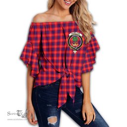ScotsTee Shop Scottish Hamilton Modern Clan Crest Tartan Womens Off Shoulder Waist Wrap Top