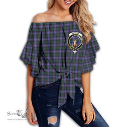 ScotsTee Shop Scottish Guthrie Modern Clan Crest Tartan Womens Off Shoulder Waist Wrap Top