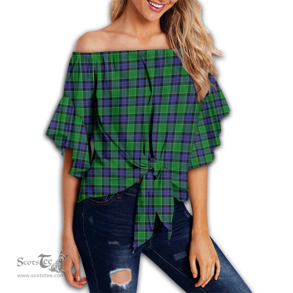 ScotsTee Shop Scottish Graham of Menteith Modern Clan Tartan Womens Off Shoulder Waist Wrap Top
