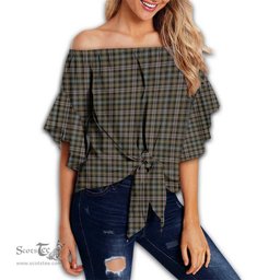 ScotsTee Shop Scottish MacKenzie Weathered Clan Tartan Womens Off Shoulder Waist Wrap Top