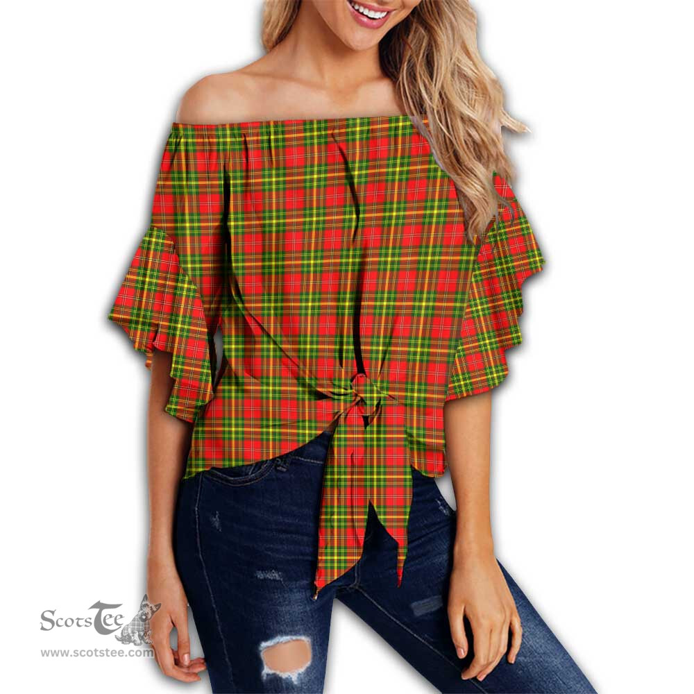 ScotsTee Shop Scottish Leask Clan Tartan Womens Off Shoulder Waist Wrap Top