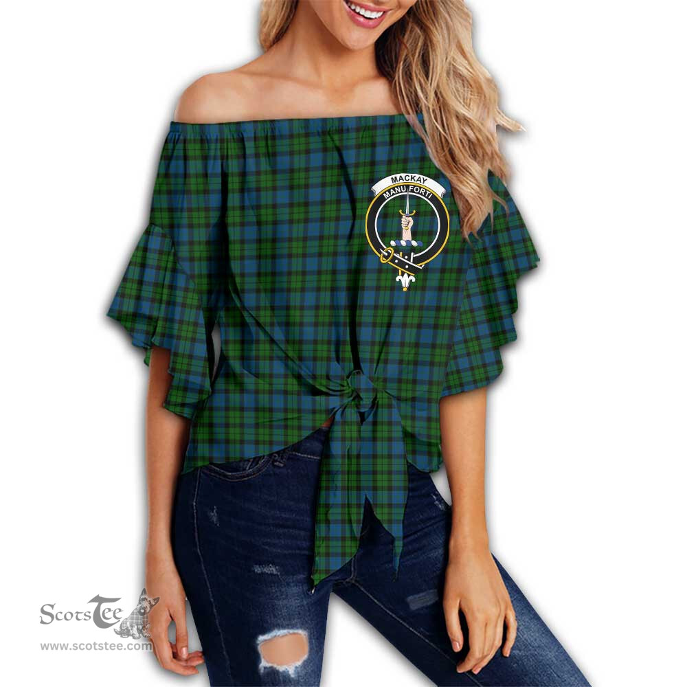 ScotsTee Shop Scottish MacKay Modern Clan Crest Tartan Womens Off Shoulder Waist Wrap Top
