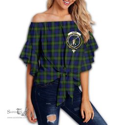 ScotsTee Shop Scottish Gunn Modern Clan Crest Tartan Womens Off Shoulder Waist Wrap Top