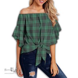 ScotsTee Shop Scottish MacLean Hunting Ancient Clan Tartan Womens Off Shoulder Waist Wrap Top