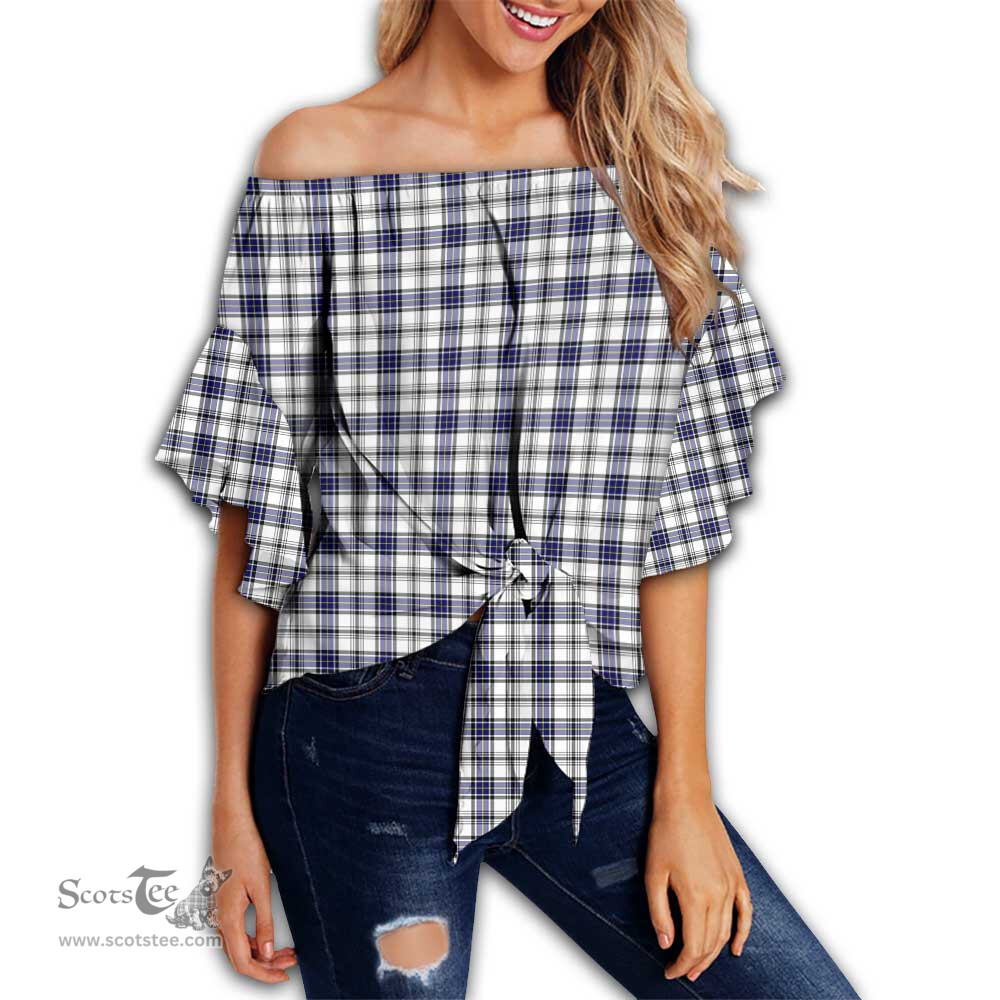 ScotsTee Shop Scottish Hannay Modern Clan Tartan Womens Off Shoulder Waist Wrap Top