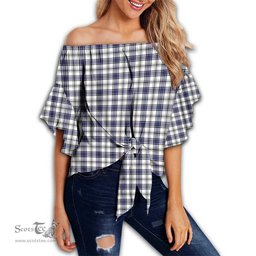 ScotsTee Shop Scottish Hannay Modern Clan Tartan Womens Off Shoulder Waist Wrap Top