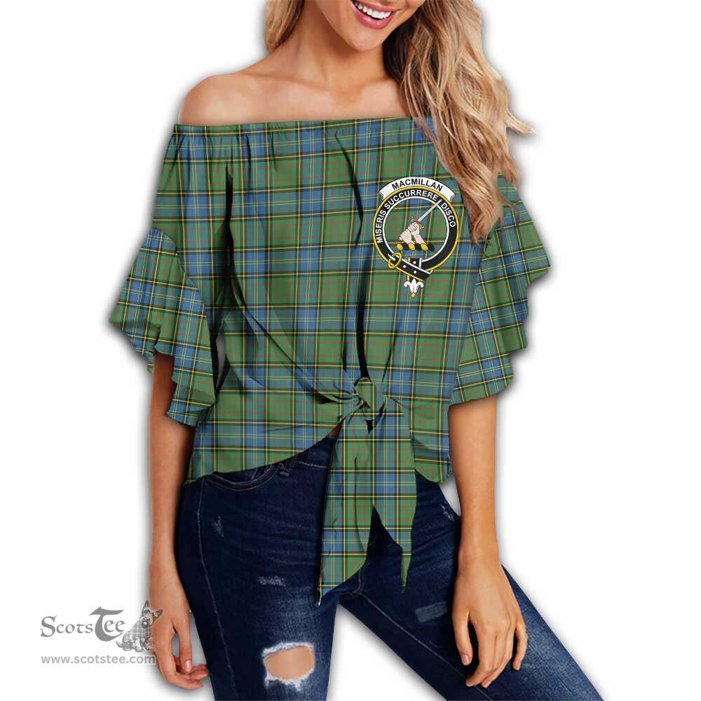 ScotsTee Shop Scottish MacMillan Hunting Ancient Clan Crest Tartan Womens Off Shoulder Waist Wrap Top