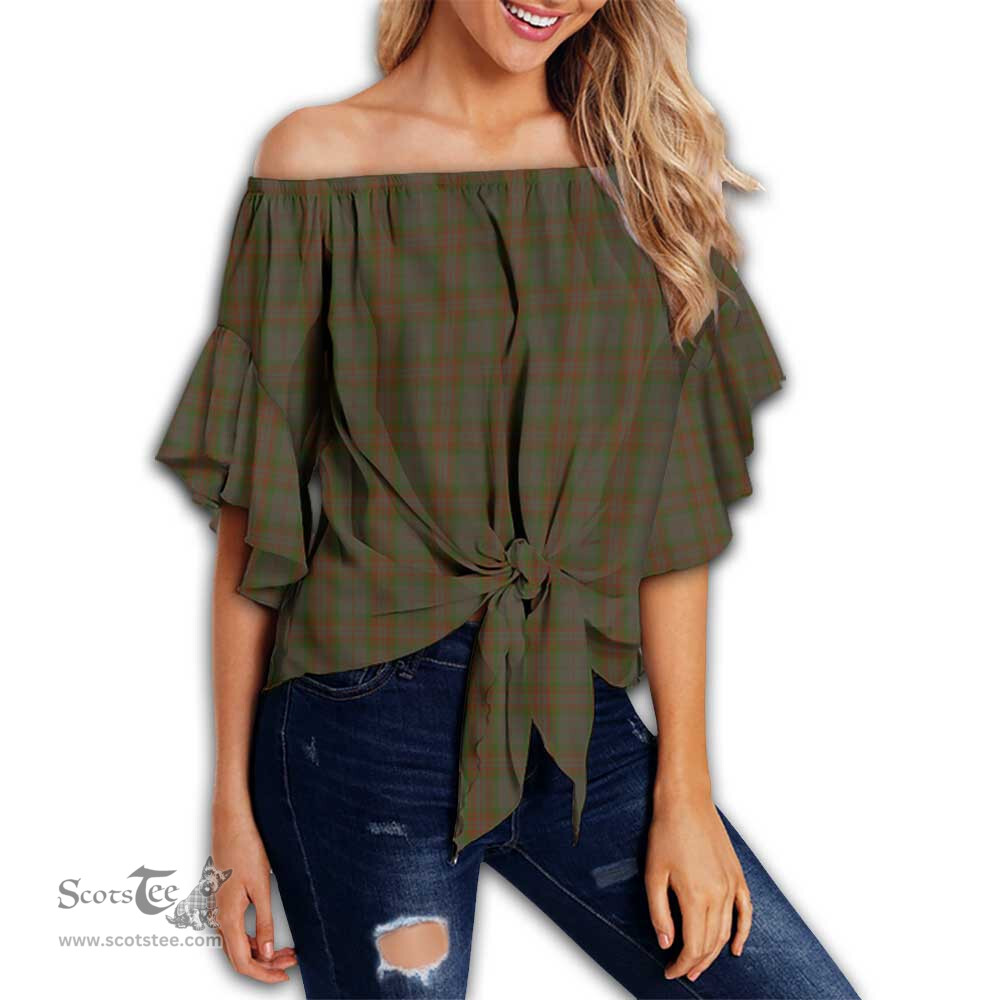 ScotsTee Shop Scottish Gray Clan Tartan Womens Off Shoulder Waist Wrap Top