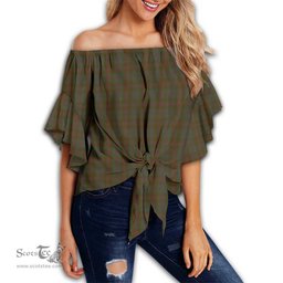 ScotsTee Shop Scottish Gray Clan Tartan Womens Off Shoulder Waist Wrap Top