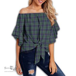 ScotsTee Shop Scottish Graham of Montrose Modern Clan Tartan Womens Off Shoulder Waist Wrap Top