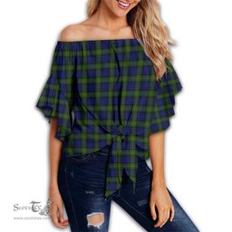ScotsTee Shop Scottish Gunn Modern Clan Tartan Womens Off Shoulder Waist Wrap Top