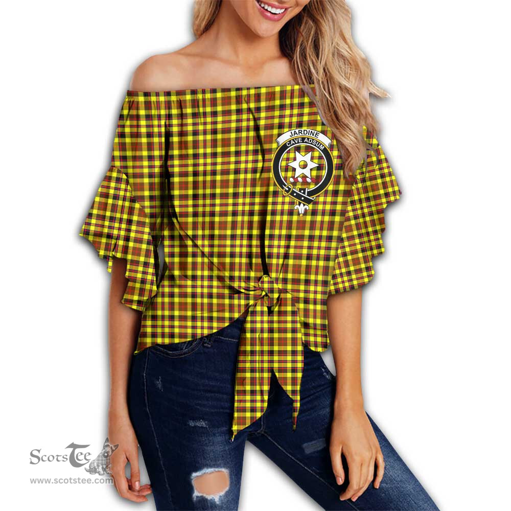 ScotsTee Shop Scottish Jardine Clan Crest Tartan Womens Off Shoulder Waist Wrap Top