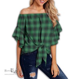 ScotsTee Shop Scottish MacArthur Ancient Clan Tartan Womens Off Shoulder Waist Wrap Top