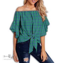 ScotsTee Shop Scottish Irvine Ancient Clan Tartan Womens Off Shoulder Waist Wrap Top