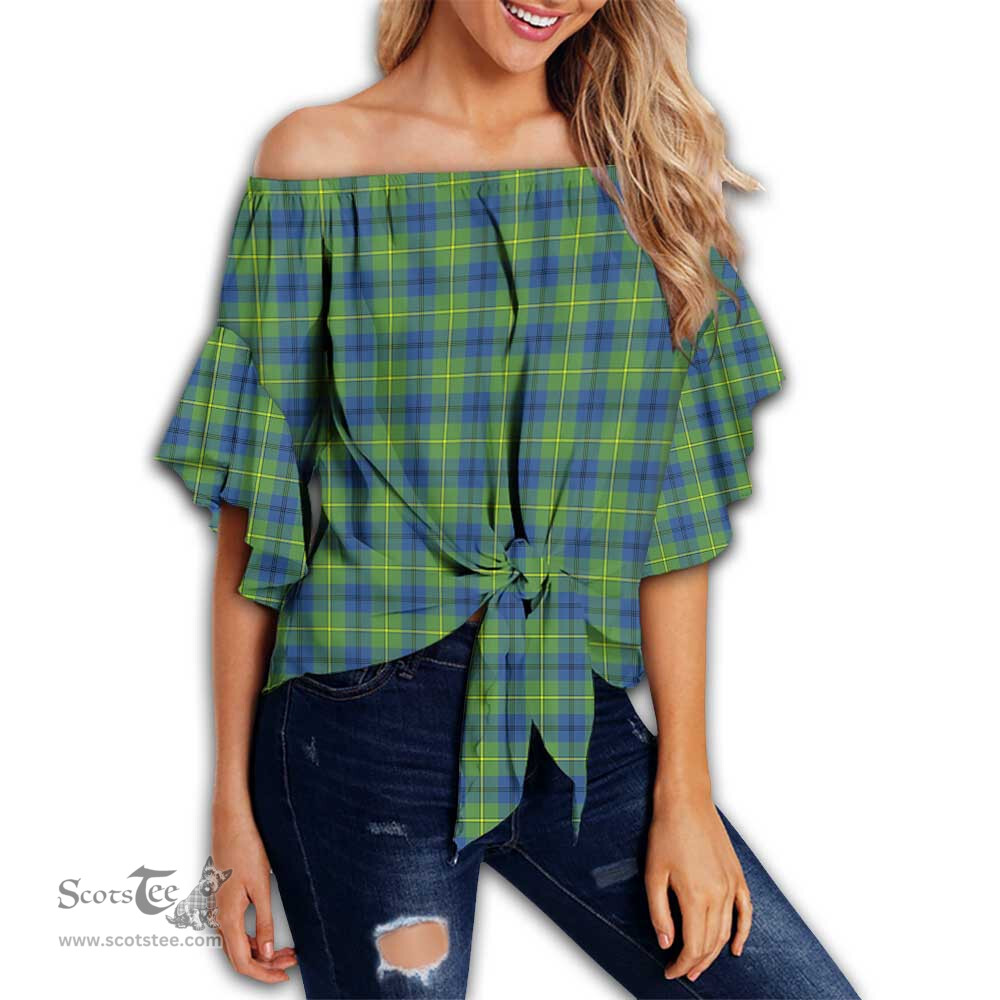 ScotsTee Shop Scottish Johnston Ancient Clan Tartan Womens Off Shoulder Waist Wrap Top