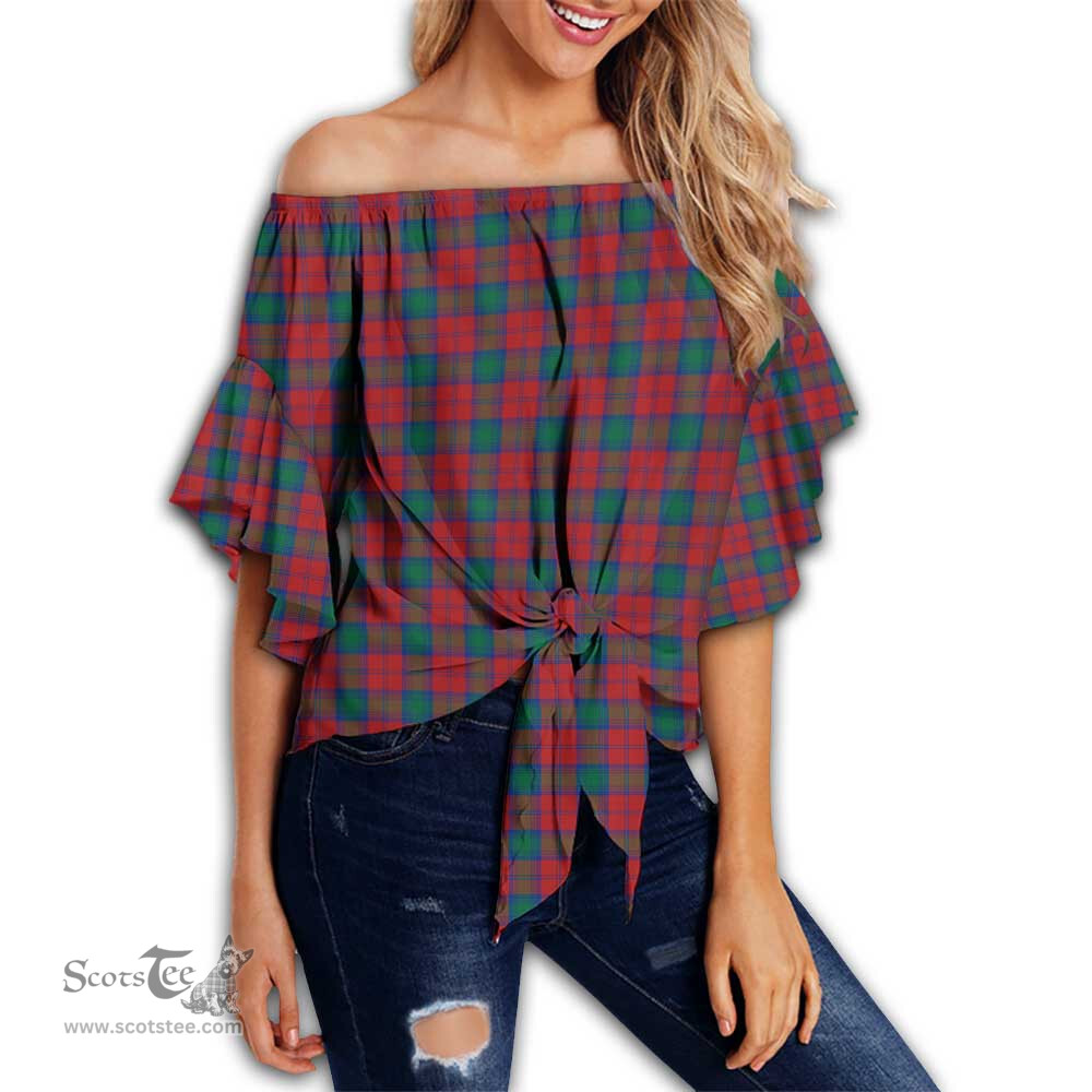 ScotsTee Shop Scottish Lindsay Modern Clan Tartan Womens Off Shoulder Waist Wrap Top