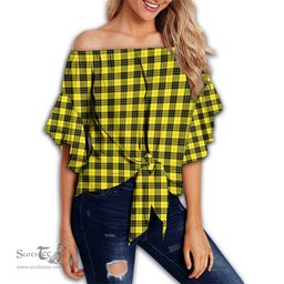 ScotsTee Shop Scottish MacLeod of Lewis Modern Clan Tartan Womens Off Shoulder Waist Wrap Top